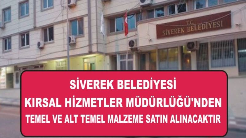 SİVEREK BELEDİYESİ KIRSAL HİZMETLER MÜDÜRLÜĞÜ’NDEN İLAN