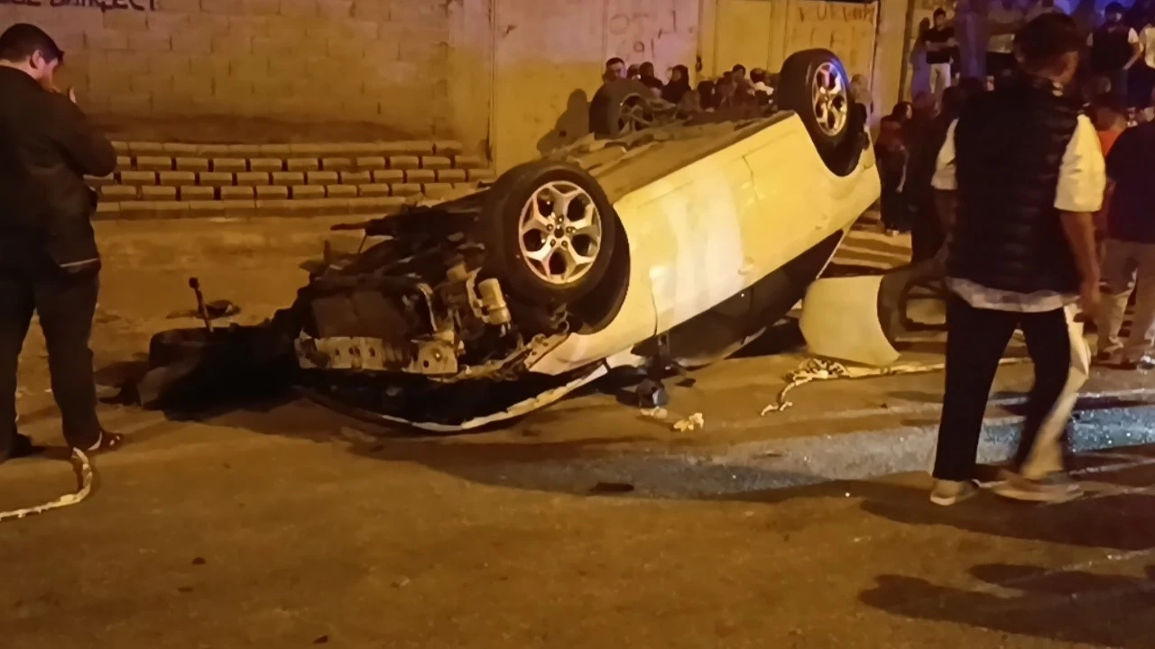 Kontrolden Çıkan Araç Takla Attı