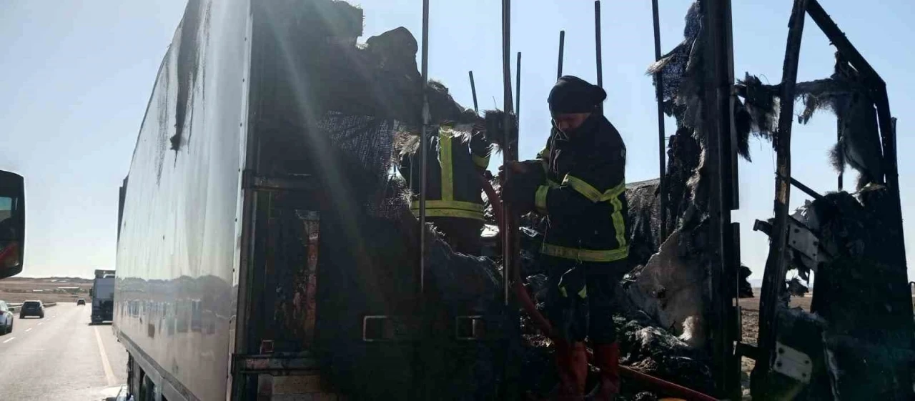 Siverek’te Seyir Halindeyken Alev Alan Gıda Yüklü Tır Kül Oldu
