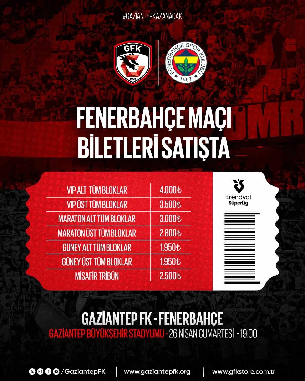 FK - Fenerbahçe Maçına Geri Sayım Başladı: Biletler Satışta