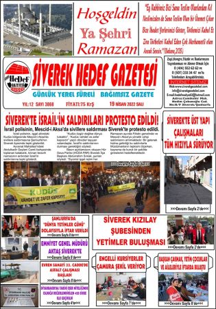 19.04.2022 Tarihli Birinci Sayfa