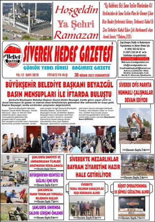 30.04.2022 Tarihli Birinci Sayfa