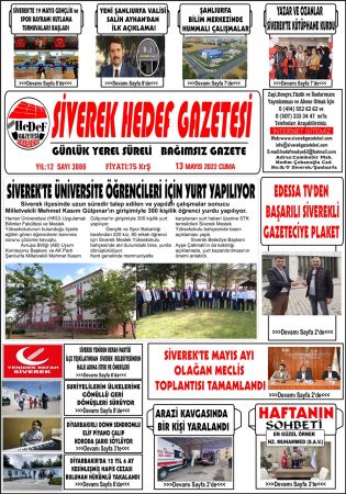 13.05.2022 Tarihli Birinci Sayfa