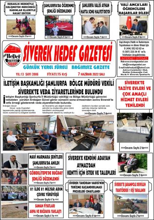 7.06.2022 Tarihli Birinci Sayfa