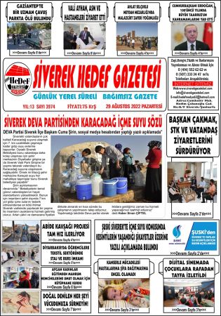 29.08.2022 Tarihli Birinci Sayfa