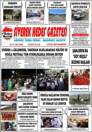 5.09.2022 Tarihli Birinci Sayfa