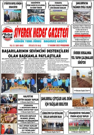 17.11.2022 Tarihli Birinci Sayfa