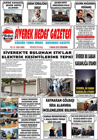 7.12.2022 Tarihli Birinci Sayfa