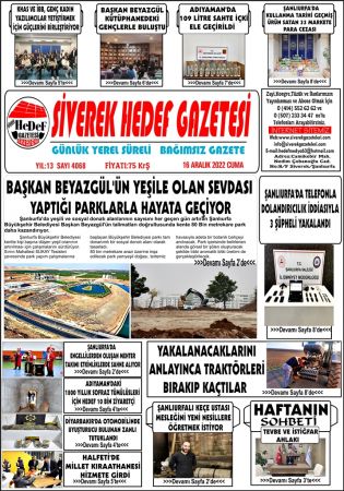 16.12.2022 Tarihli Birinci Sayfa