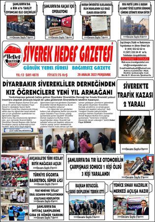 29.12.2022 Tarihli Birinci Sayfa