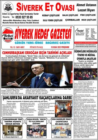19.01.2023 Tarihli Birinci Sayfa