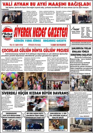 13.02.2023 Tarihli Birinci Sayfa