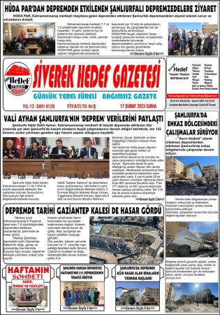 17.02.2023 Tarihli Birinci Sayfa