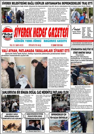 21.02.2023 Tarihli Birinci Sayfa