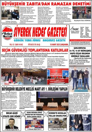 15.03.2023 Tarihli Birinci Sayfa