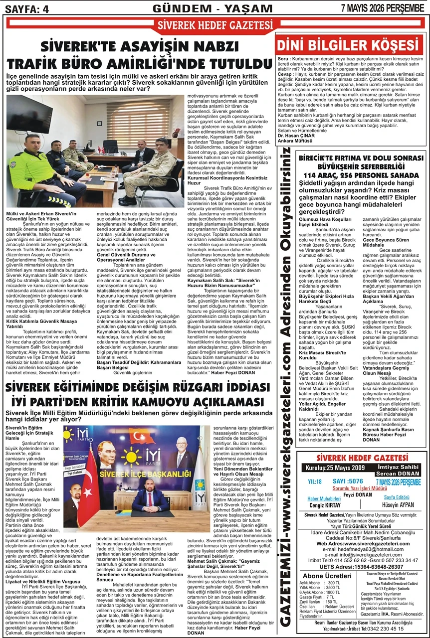 07.05.2026 Tarihli Gazetemiz