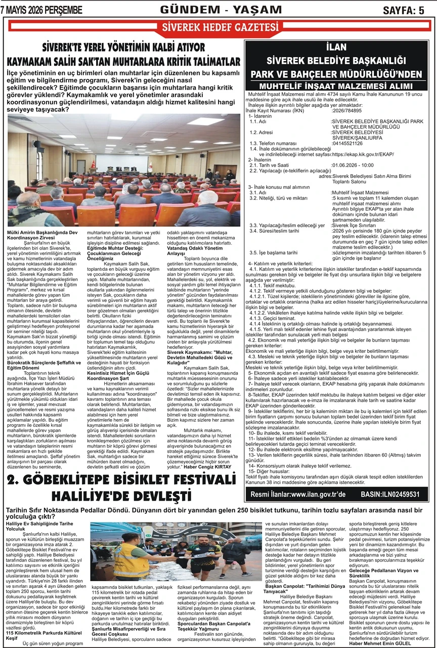 07.05.2026 Tarihli Gazetemiz