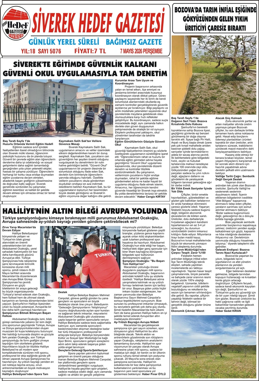 07.05.2026 Tarihli Gazetemiz