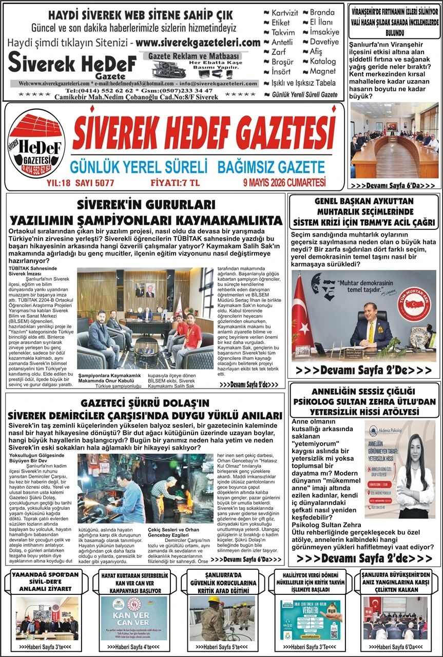 09.05.2026 Tarihli Gazetemiz