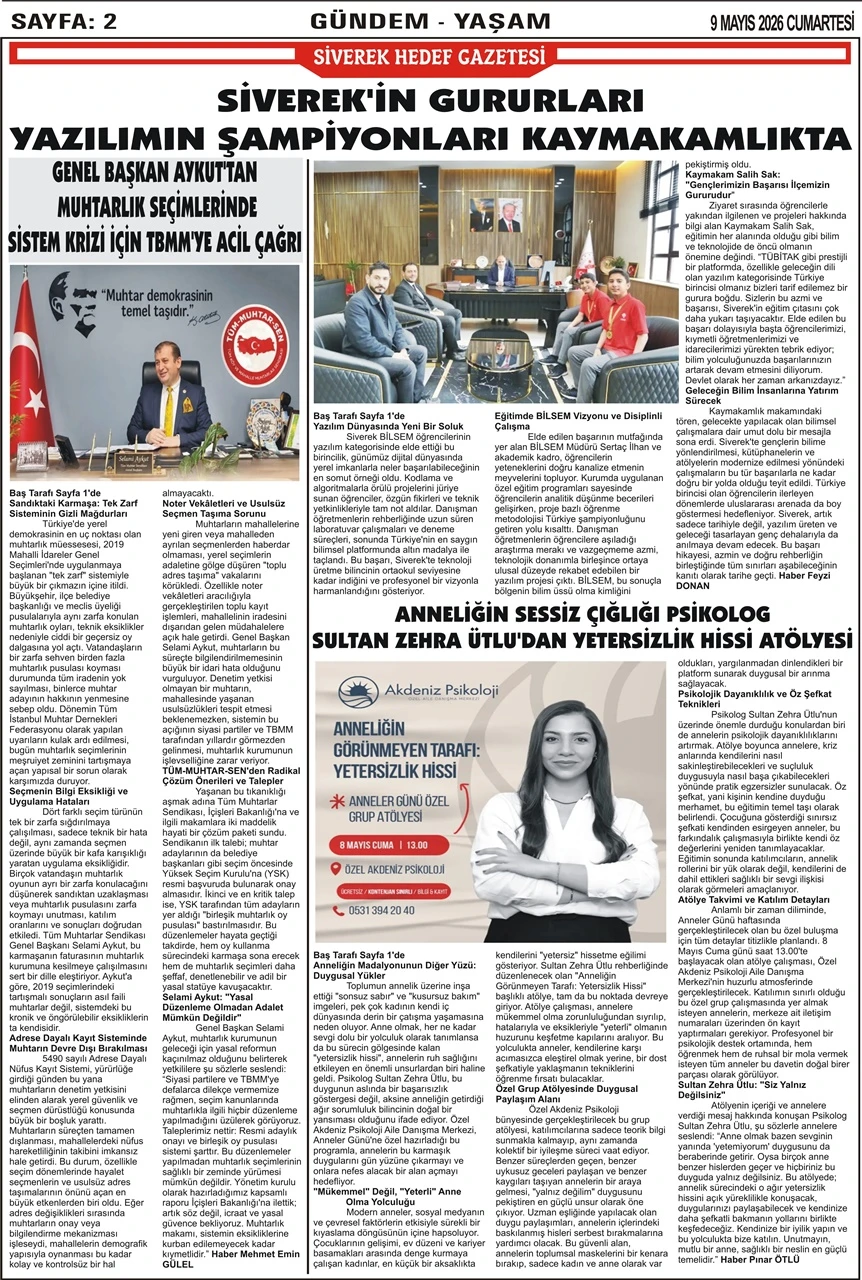 09.05.2026 Tarihli Gazetemiz