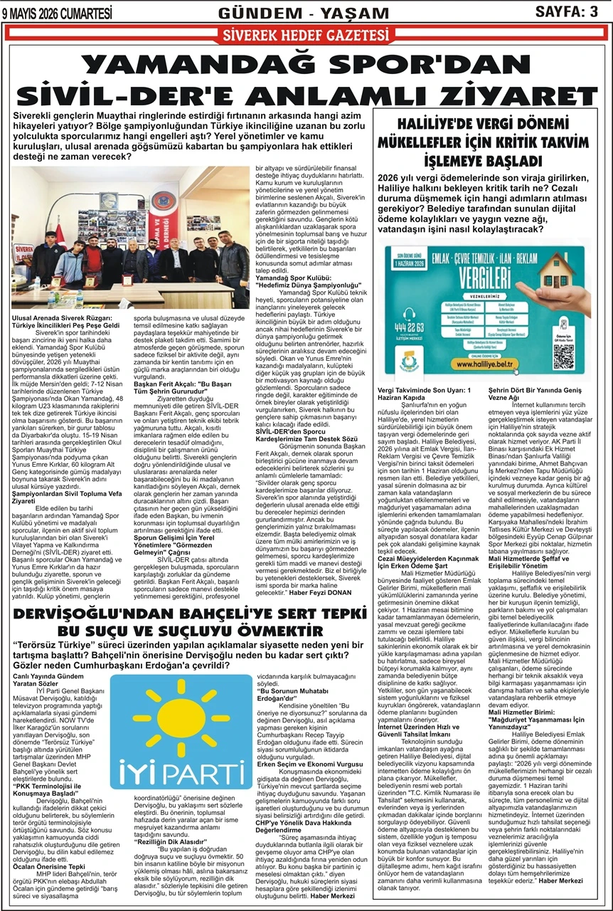 09.05.2026 Tarihli Gazetemiz