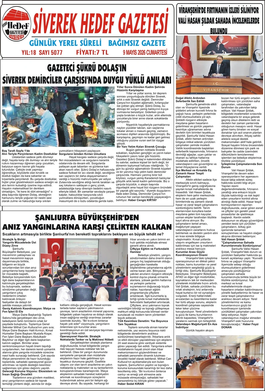 09.05.2026 Tarihli Gazetemiz