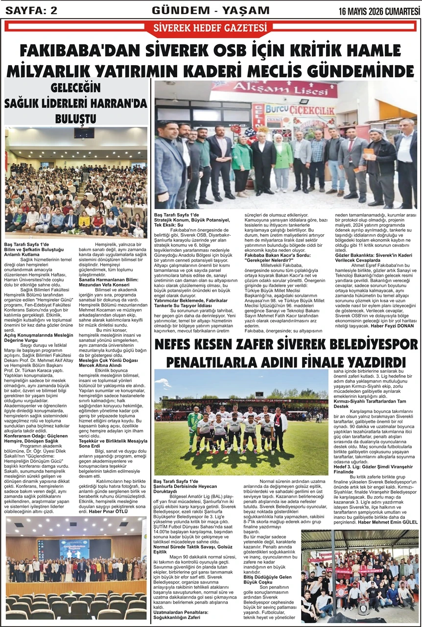 16.05.2026 Tarihli Gazetemiz