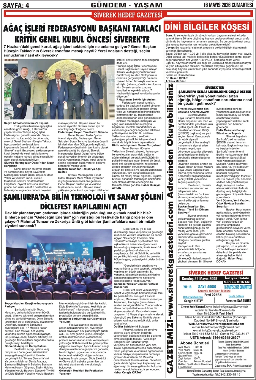 16.05.2026 Tarihli Gazetemiz