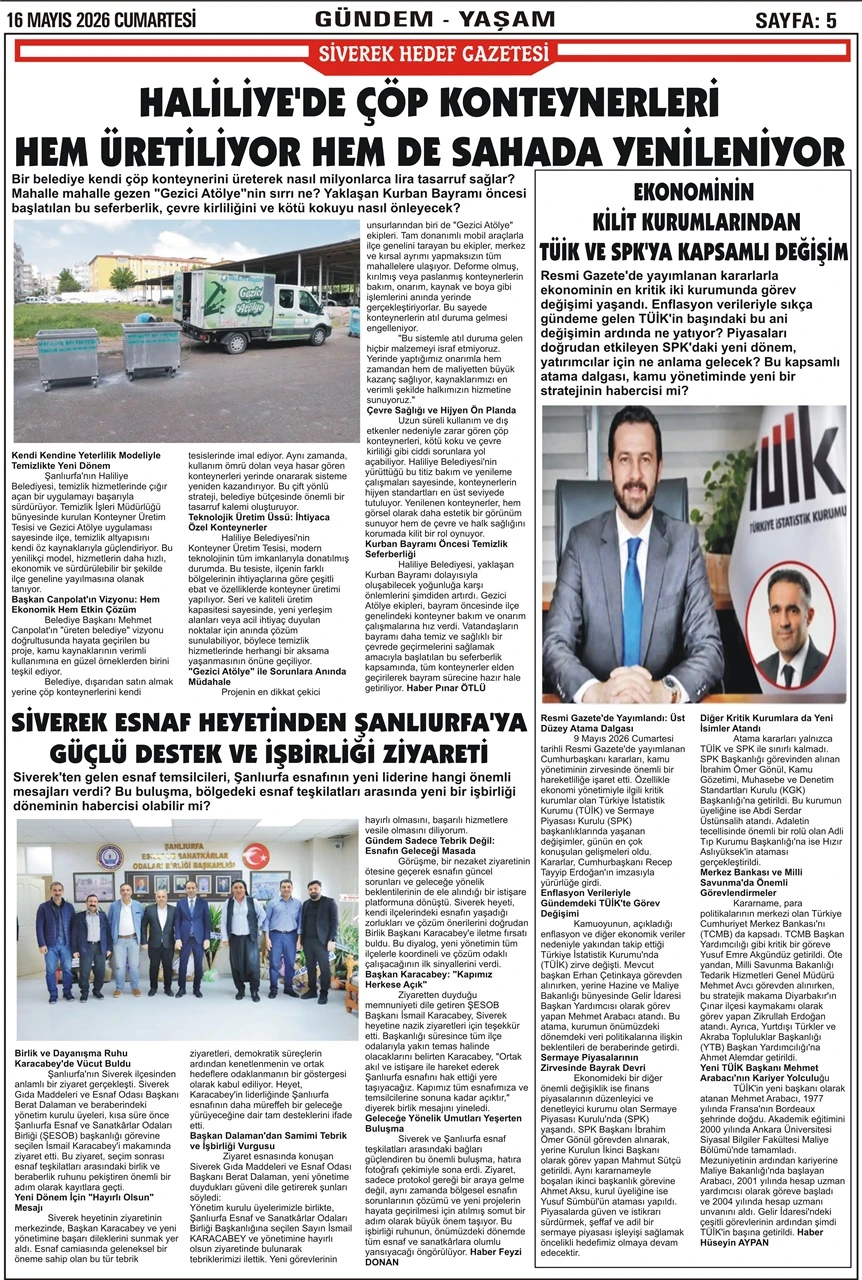 16.05.2026 Tarihli Gazetemiz