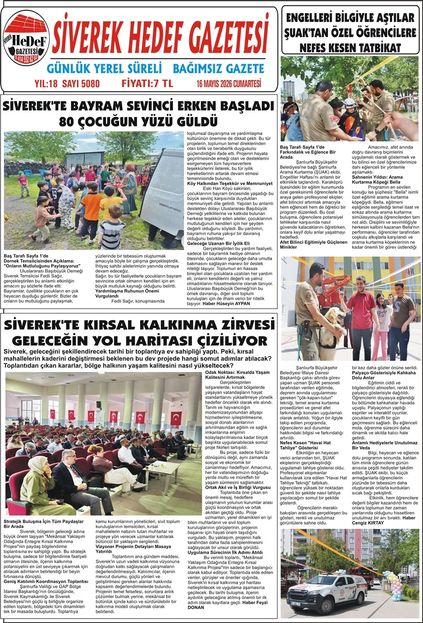 16.05.2026 Tarihli Gazetemiz