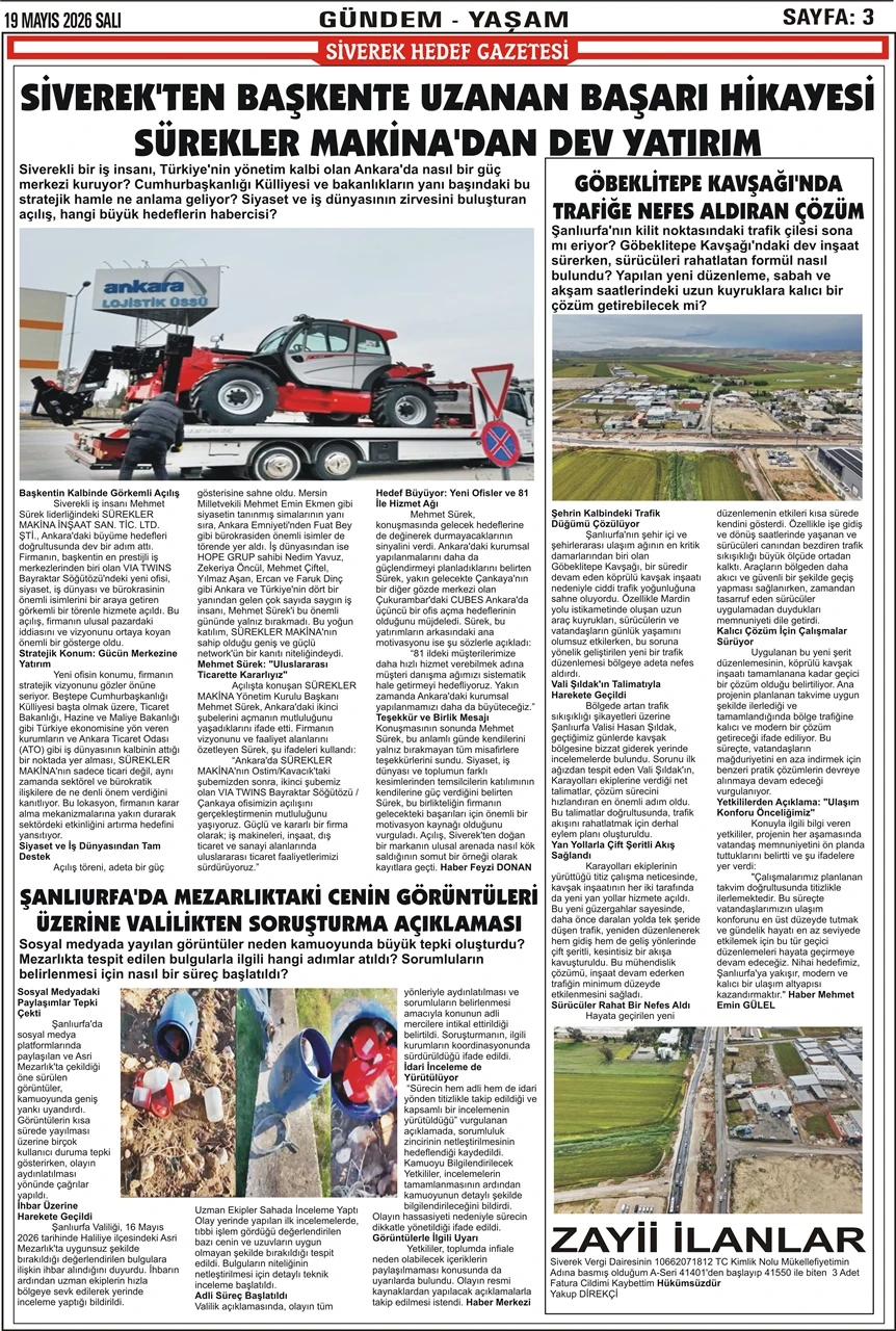 19.05.2026 Tarihli Gazetemiz
