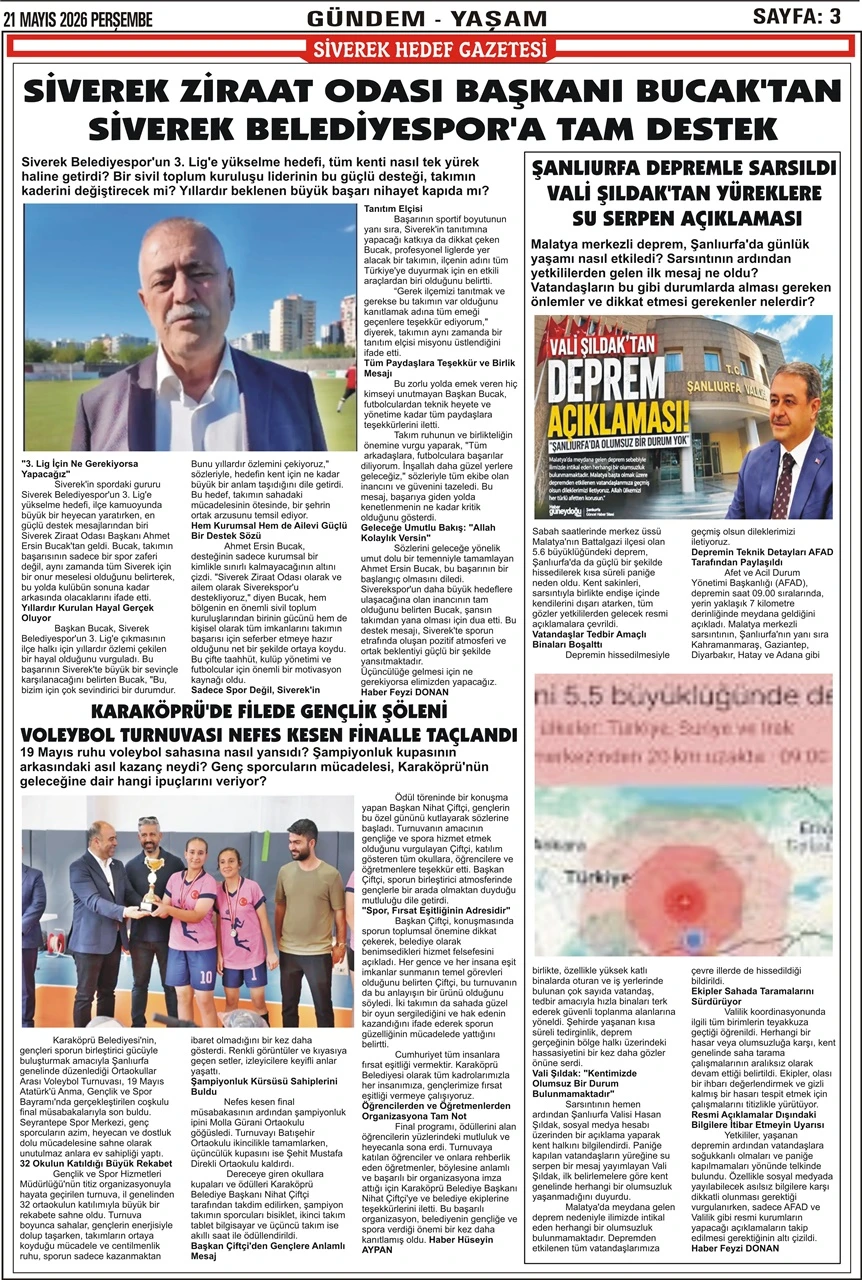 21.05.2026 Tarihli Gazetemiz