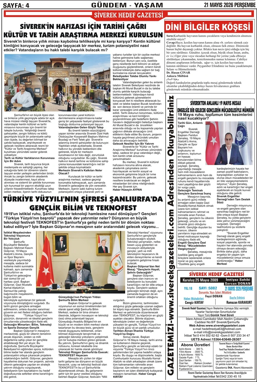 21.05.2026 Tarihli Gazetemiz