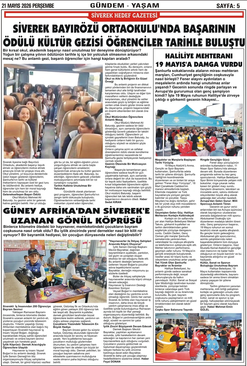 21.05.2026 Tarihli Gazetemiz