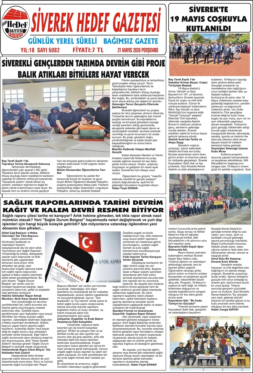 21.05.2026 Tarihli Gazetemiz