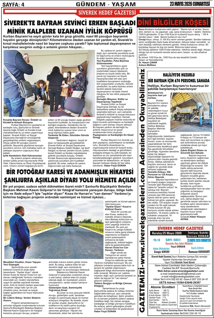 23.05.2026 Tarihli Gazetemiz