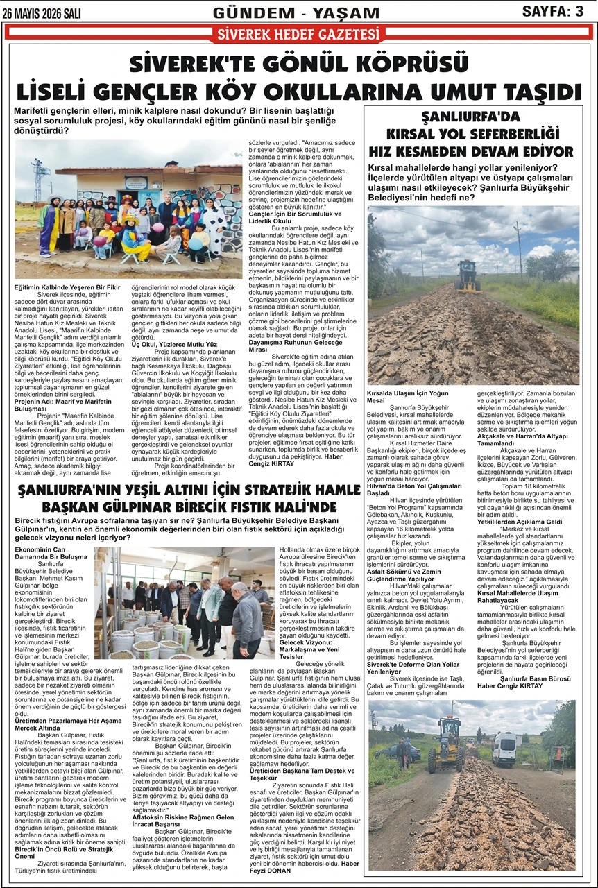 26.05.2026 Tarihli Gazetemiz