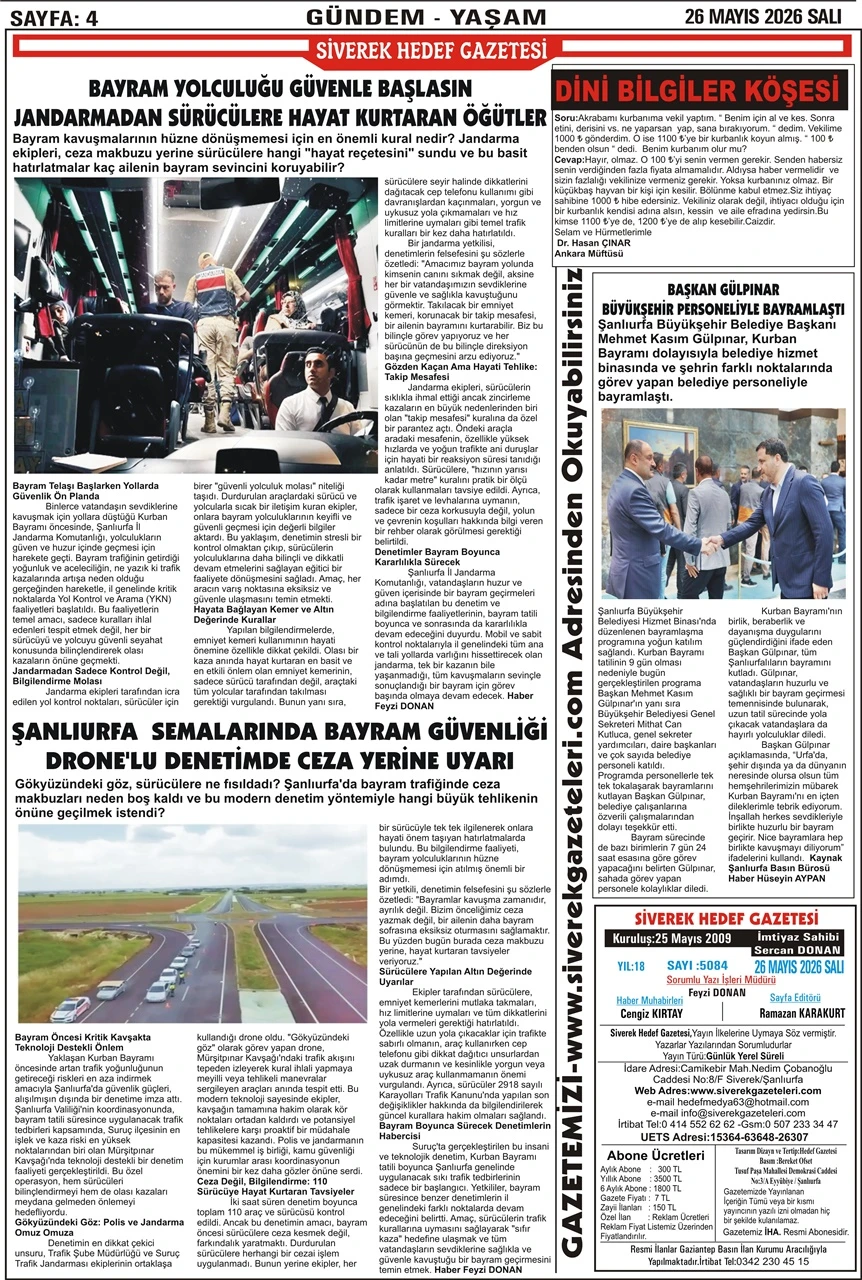 26.05.2026 Tarihli Gazetemiz