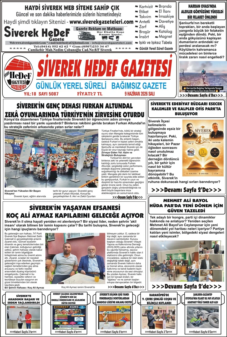 09.06.2026 Tarihli Gazetemiz