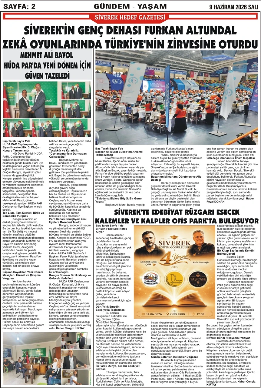 09.06.2026 Tarihli Gazetemiz