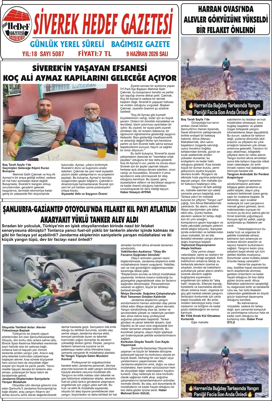 09.06.2026 Tarihli Gazetemiz