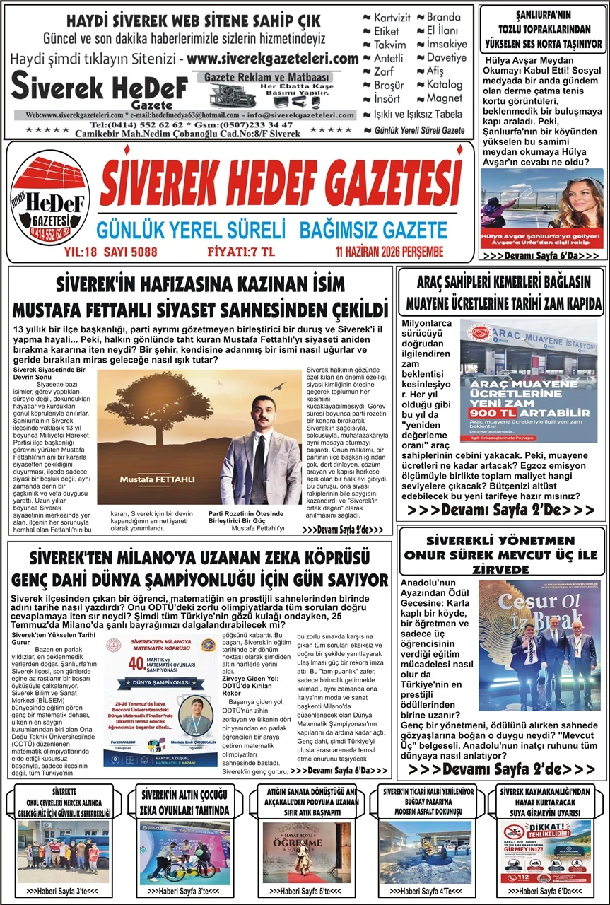 11.06.2026 Tarihli Gazetemiz