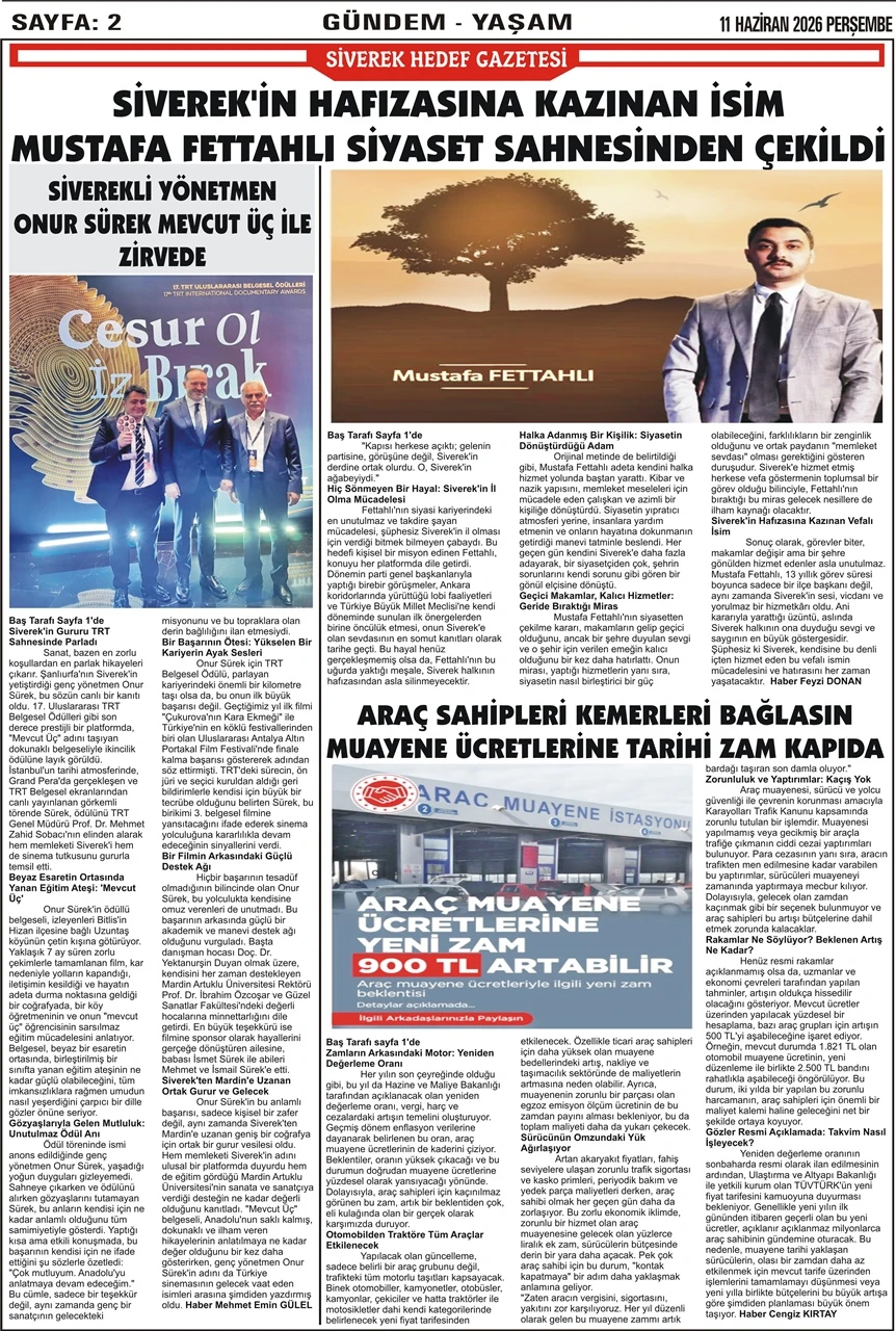 11.06.2026 Tarihli Gazetemiz