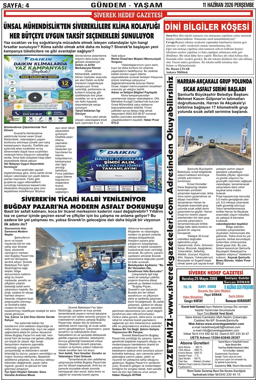 11.06.2026 Tarihli Gazetemiz