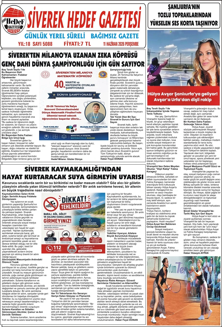 11.06.2026 Tarihli Gazetemiz