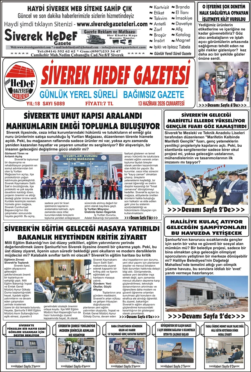 13.06.2026 Tarihli Gazetemiz