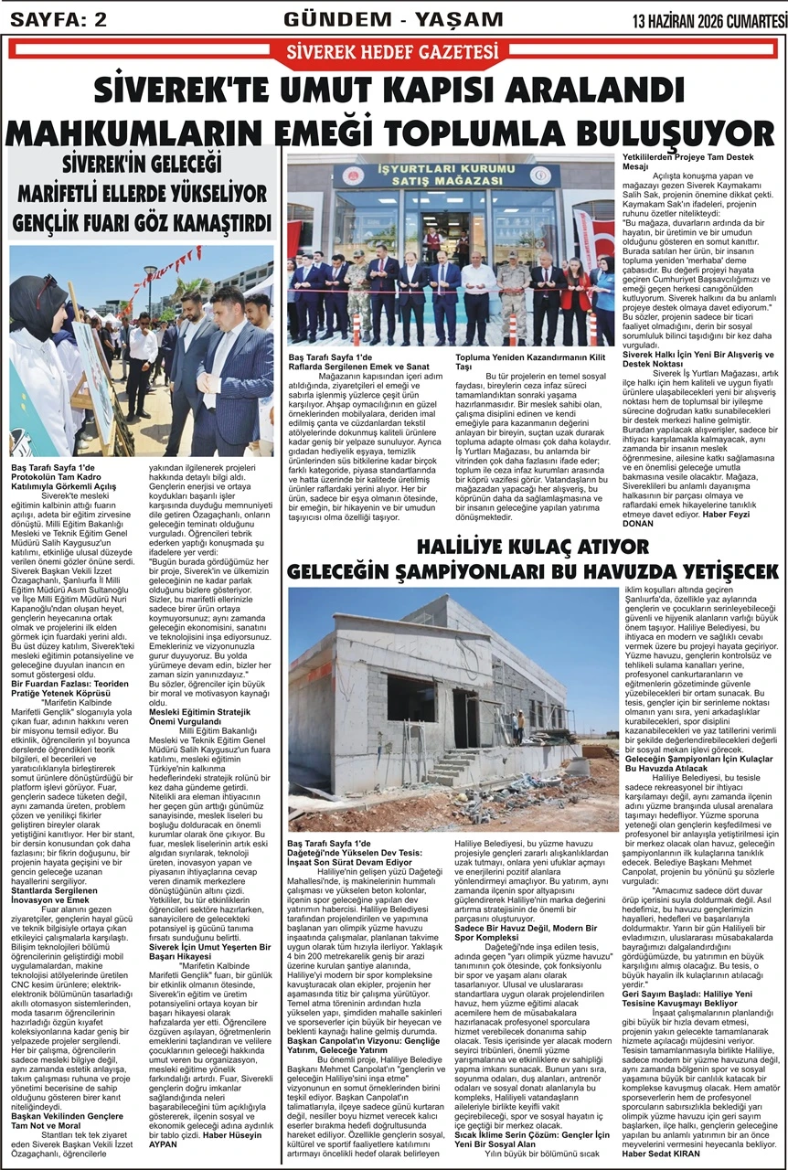 13.06.2026 Tarihli Gazetemiz