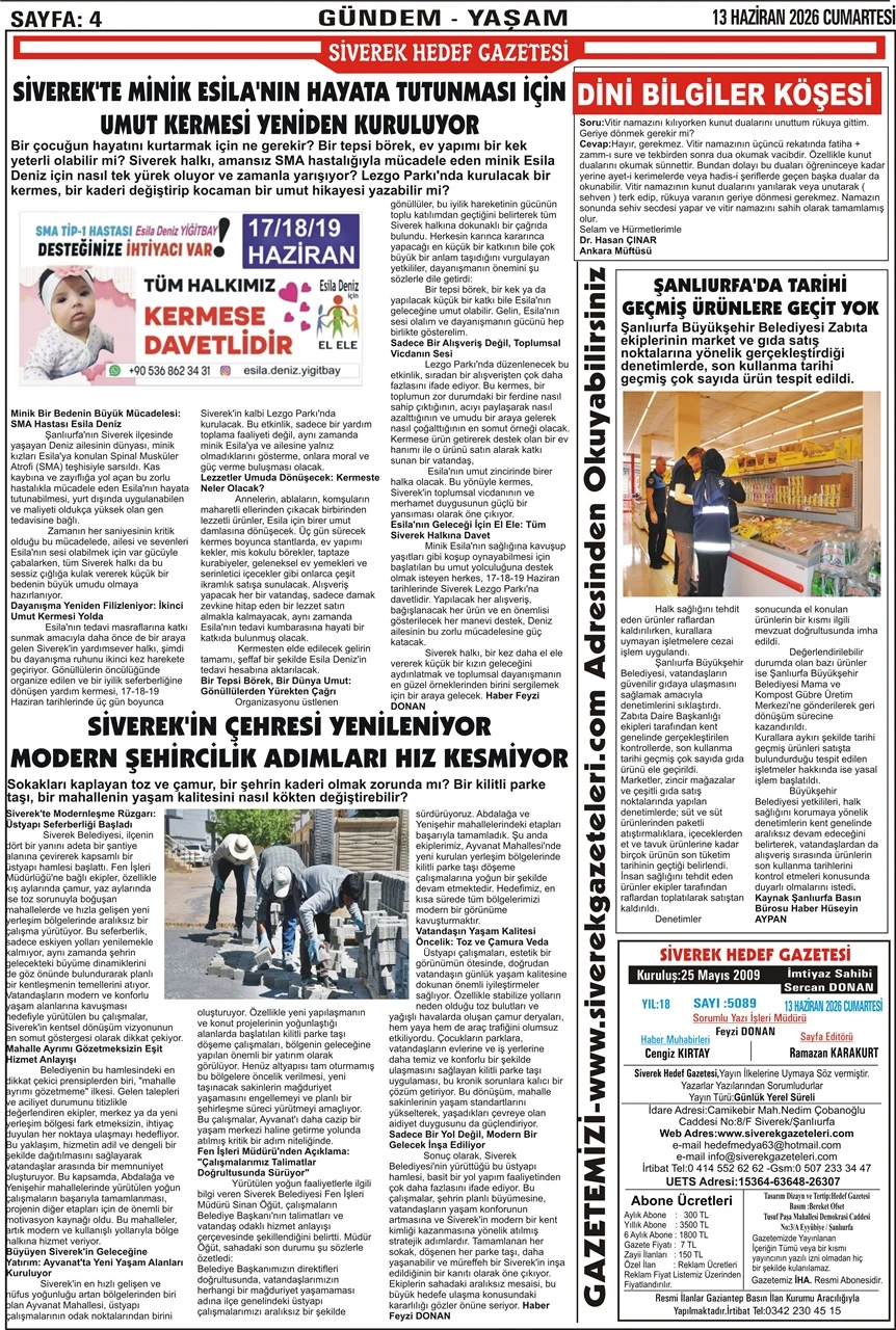 13.06.2026 Tarihli Gazetemiz