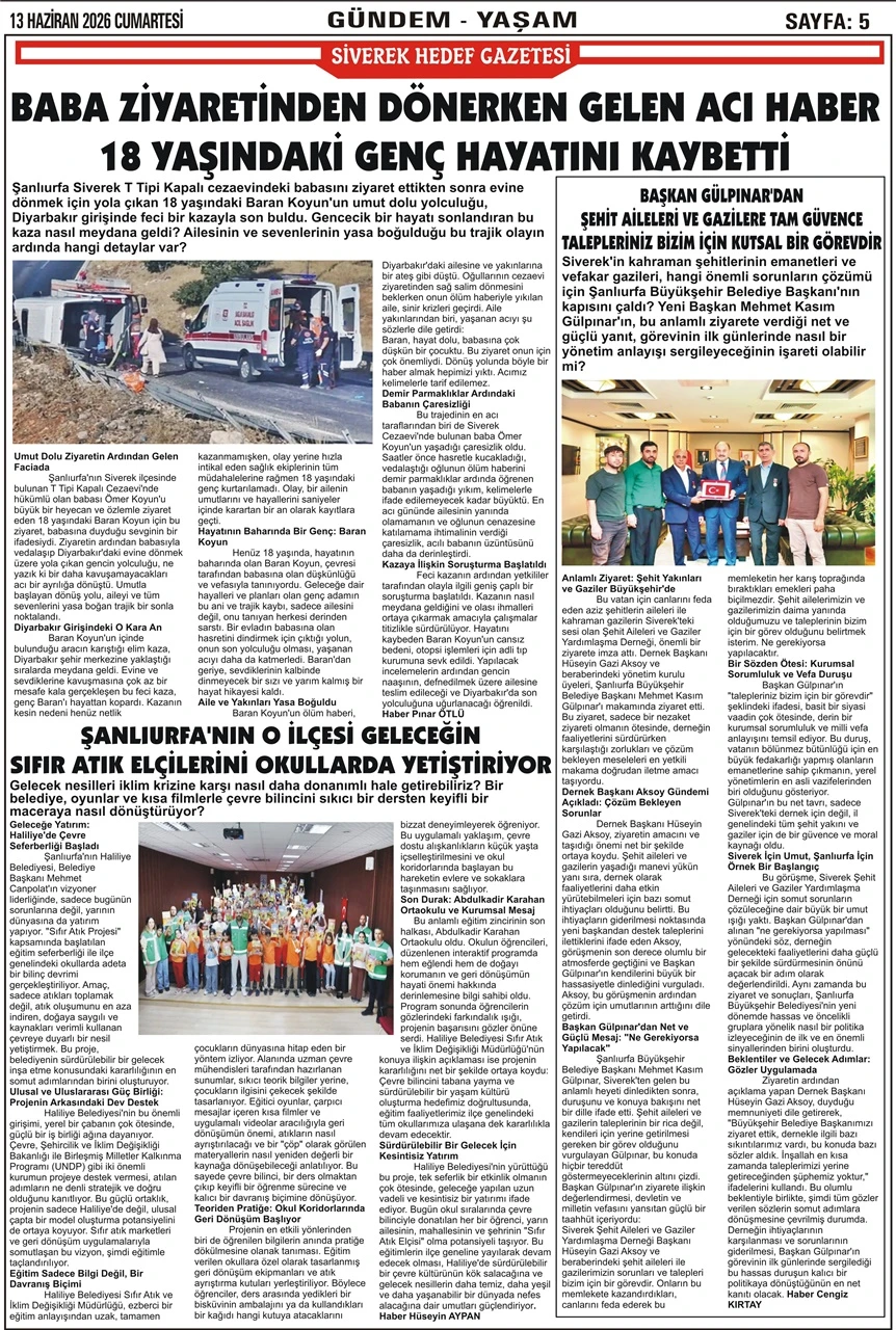 13.06.2026 Tarihli Gazetemiz