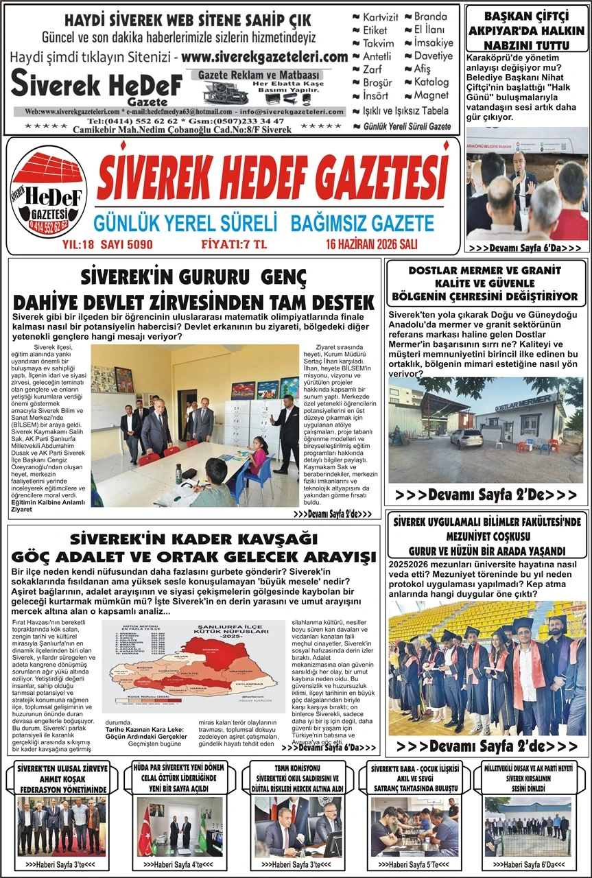 16.06.2026 Tarihli Gazetemiz